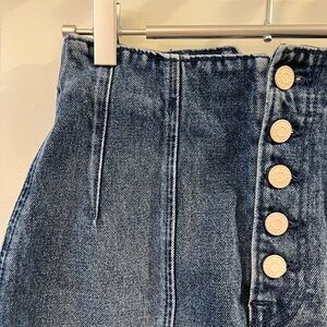 Grlfrnd Twiggy Paneled Denim Mini Skirt - Mid denim